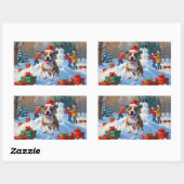 ブルテリアクリスマスフェスティバルスノーシーン 長方形シール (シート)