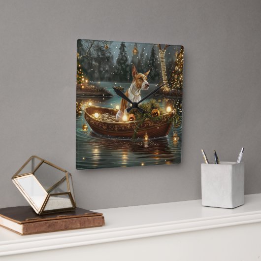 ブルテリアクリスマスフェスティバル航海 スクエア壁時計 (オフィス)