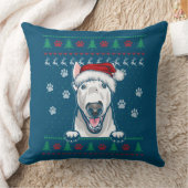 ブルテリアクリスマス醜いセーターおもしろい犬ラブ クッション (ブランケット)