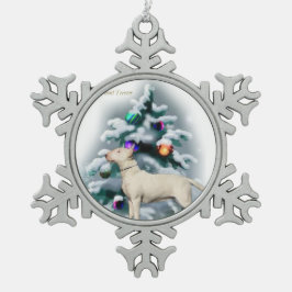 ブルテリアクリスマス スノーフレークピューターオーナメント