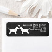 ブルテリアシルエットとハート差出人住所 ラベル (インサイチュ)