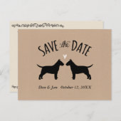 ブルテリアシルエット結婚式の日付を保存 案内ポストカード (正面/裏面)