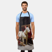 ブルテリアスノイそりクリスマスデコール エプロン (着用した状態)