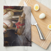 ブルテリアスノイそりクリスマスデコール キッチンタオル (四つ折り)