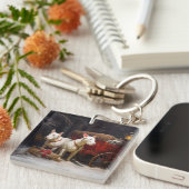 ブルテリアスノイそりクリスマスデコール キーホルダー (正面右)