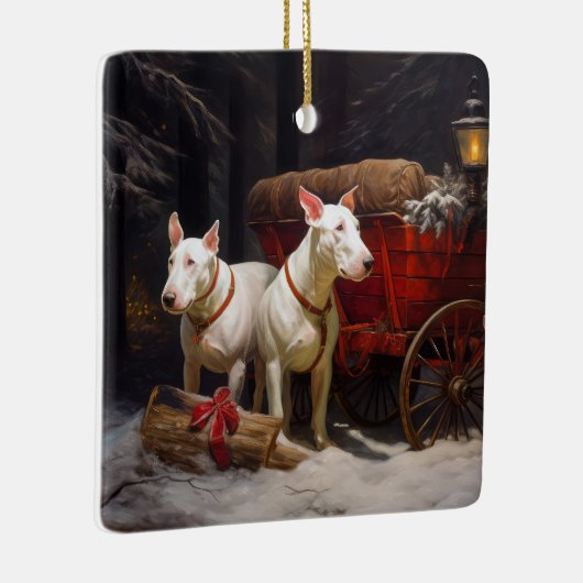 ブルテリアスノイそりクリスマスデコール セラミックオーナメント (右)