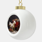 ブルテリアスノイそりクリスマスデコール セラミックボールオーナメント (右)