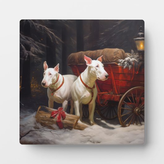 ブルテリアスノイそりクリスマスデコール フォトプラーク (正面)