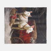 ブルテリアスノイそりクリスマスデコール フリースブランケット (正面(横))