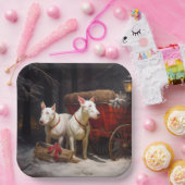 ブルテリアスノイそりクリスマスデコール ペーパープレート (パーティー)