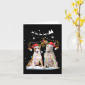 ブルテリアトナディアサンタハットクリスマスライトキリスト カード (黄色い花)