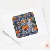 ブルテリアトリックまたはトリートハロウィーンコスチューム スクエアシール (封筒)