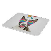 ブルテリアドッグとハートバレンタインデー カッティングボード (角)