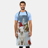 ブルテリアドッグウィンターワンダーランドクリスマスジョイ エプロン (着用した状態)