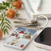 ブルテリアドッグウィンターワンダーランドクリスマスジョイ キーホルダー (正面右)