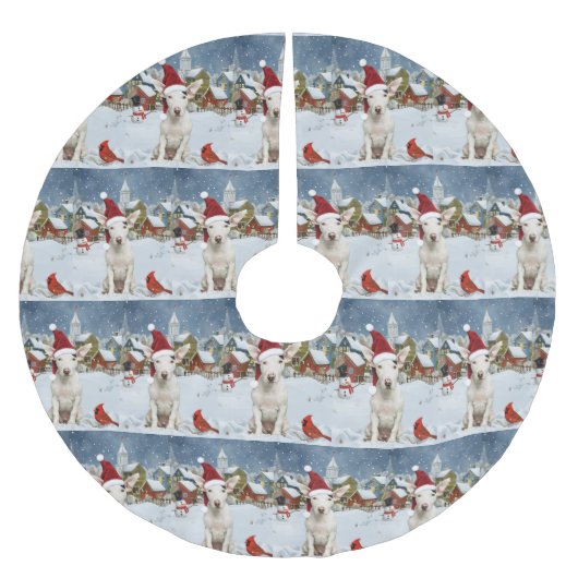 ブルテリアドッグウィンターワンダーランドクリスマスジョイ ブラッシュドポリエステルツリースカート (正面)