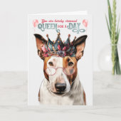ブルテリアドッグクイーンのためのデイおもしろい誕生日 カード (正面)