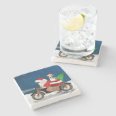 ブルテリアドッグクリスマスサンタクロース ストーンコースター (横)