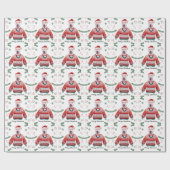 ブルテリアドッグクリスマスセーターを着たフェスティバル ラッピングペーパー (フラット)