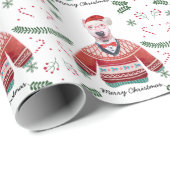 ブルテリアドッグクリスマスセーターを着たフェスティバル ラッピングペーパー (ロールコーナー)