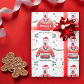 ブルテリアドッグクリスマスセーターを着たフェスティバル ラッピングペーパー