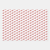 ブルテリアドッグシルエットレッドウメリーーフマス ラッピングペーパーシート (正面3)