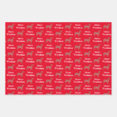 ブルテリアドッグシルエットレッドウメリーーフマス ラッピングペーパーシート (正面)