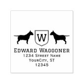 ブルテリアドッグスイニシャルクレスト名住所 セルフインキングスタンプ (デザイン)