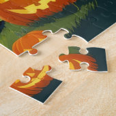 ブルテリアドッグスパンプキンハロウィンおもしろい ジグソーパズル (側面)