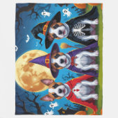 ブルテリアドッグスパンプキンハロウィンおもしろい フリースブランケット (正面)