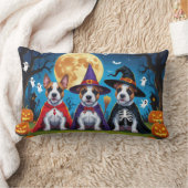 ブルテリアドッグスパンプキンハロウィンおもしろい ランバークッション (ブランケット)