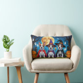 ブルテリアドッグスパンプキンハロウィンおもしろい ランバークッション (椅子)