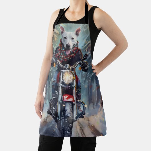 ブルテリアドッグバイオートバイクリスマス エプロン (インサイチュ)
