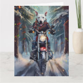 ブルテリアドッグバイオートバイクリスマス カード (正面)