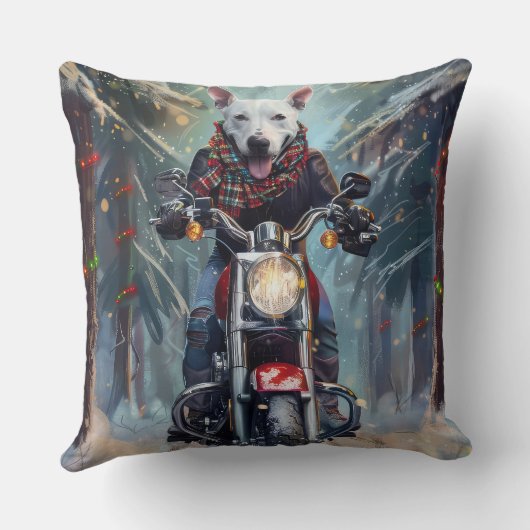 ブルテリアドッグバイオートバイクリスマス クッション (裏面)