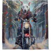 ブルテリアドッグバイオートバイクリスマス シャワーカーテン (正面)