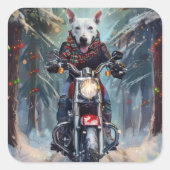 ブルテリアドッグバイオートバイクリスマス スクエアシール (正面)