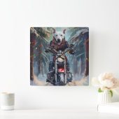 ブルテリアドッグバイオートバイクリスマス スクエア壁時計 (ホーム)