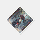 ブルテリアドッグバイオートバイクリスマス スタンダードカクテルナプキン (角)