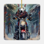 ブルテリアドッグバイオートバイクリスマス セラミックオーナメント (裏面)