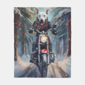 ブルテリアドッグバイオートバイクリスマス フリースブランケット (正面)