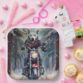 ブルテリアドッグバイオートバイクリスマス ペーパープレート (パーティー)