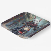 ブルテリアドッグバイオートバイクリスマス ペーパープレート (傾斜あり)