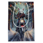 ブルテリアドッグバイオートバイクリスマス ミディアムペーパーバッグ (正面)