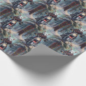 ブルテリアドッグバイオートバイクリスマス ラッピングペーパー (角)