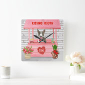 ブルテリアドッグバレンタインデーキスをするス スクエア壁時計 (ホーム)