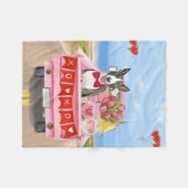 ブルテリアドッグバレンタインデートラックハート フリースブランケット (正面(横))