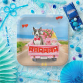 ブルテリアドッグバレンタインデートラックハート ペーパープレート (パーティー)