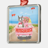 ブルテリアドッグバレンタインデートラックハート メタルオーナメント (左)