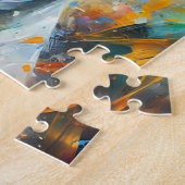 ブルテリアドッグポートレートアクリルアートプリントギフト ジグソーパズル (側面)